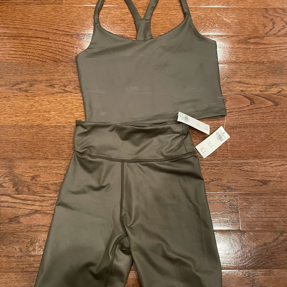 Abercrombie shiny bra top and biker shOrts set
